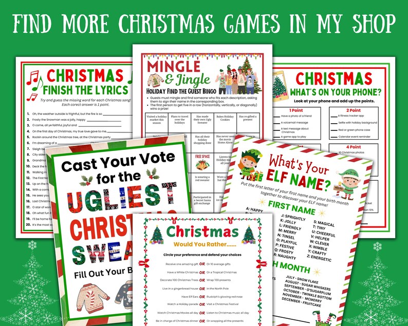 Christmas Dice Game, Gift Exchange Game, Pass the Present, Christmas Gift Swap, White Elephant game, Pass the Gift Family Holiday Party Game image 10