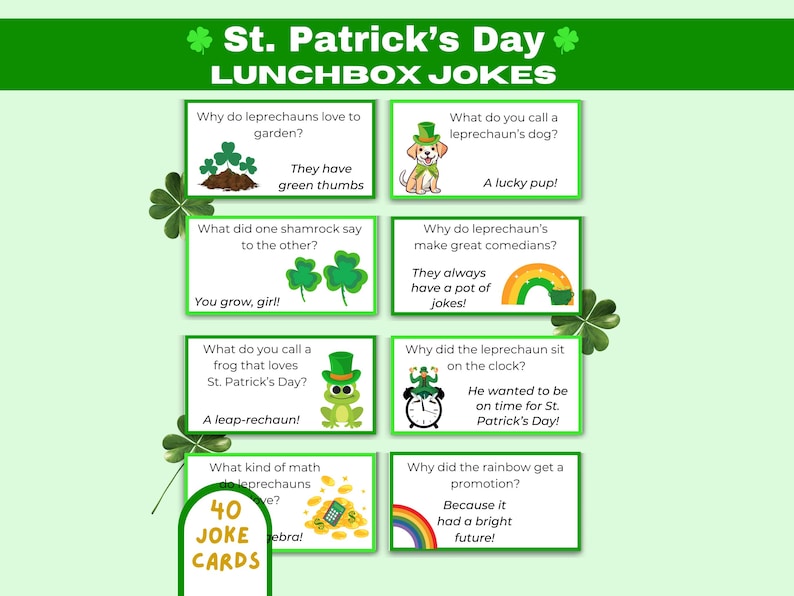 St. Patrick's Day Jokes for Kids, Lunchbox Jokes, Funny Printable Jokes ...