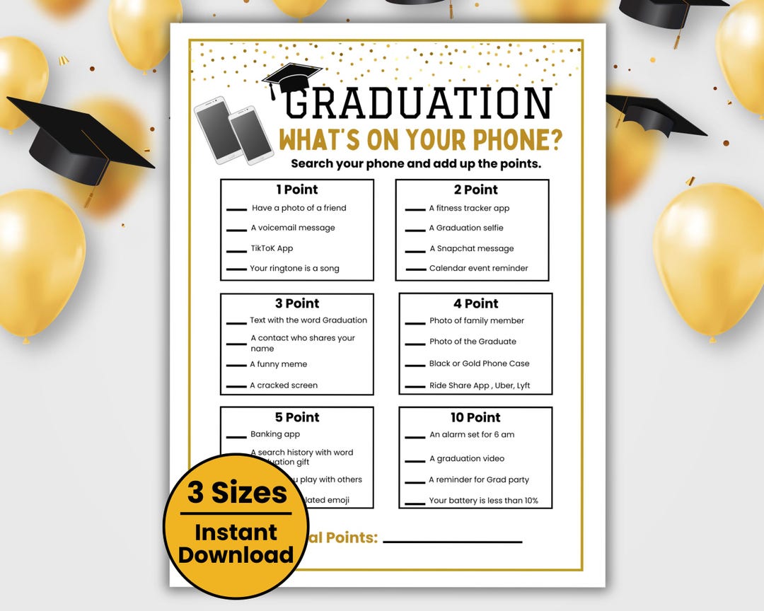 Grad What's on Your Phone Game, Graduation Party Game, Grad Party Ideas ...
