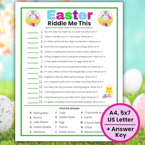 Easter Riddles Game, Easter Riddle Me This, Printable Riddles for Kids ...