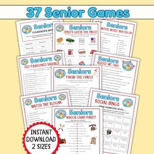 Senior Games Bundle, Games for Senior Citizens, Memory Games for Senior Groups, Fun Senior Activities for Nursing Homes, Senior Party Games