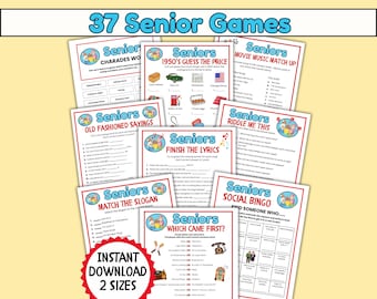 Senior Games Bundle, Games for Senior Citizens, Memory Games for Senior Groups, Fun Senior Activities for Nursing Homes, Senior Party Games