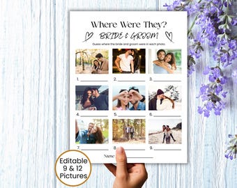 Where Were They Bridal Shower Game, Wedding Shower Games, Photo Guessing Game, Couples Shower Games, Cocktail Hour, Engagement Party Game