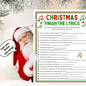 Santa Claus is holding the Christmas Carol game quiz and asking "Can you finish the song?"