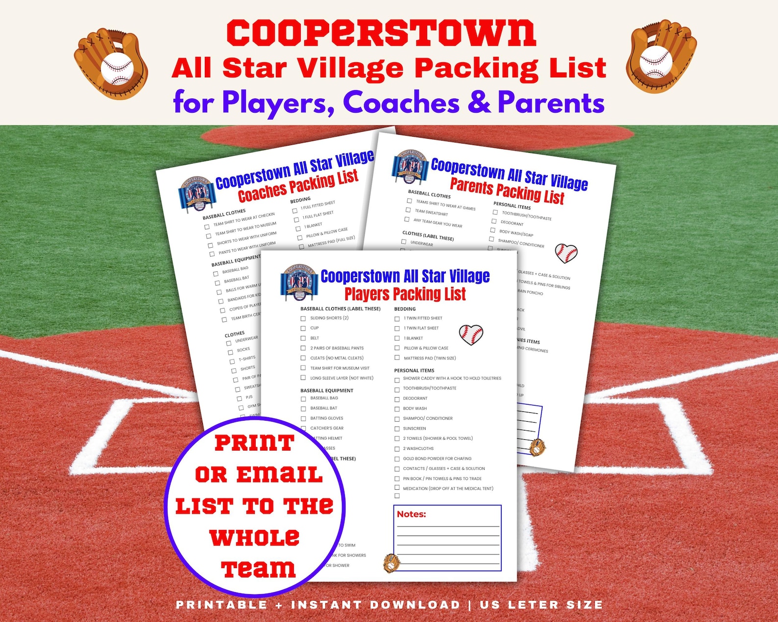Cooperstown All Star Village Packing List, Cooperstown Checklist