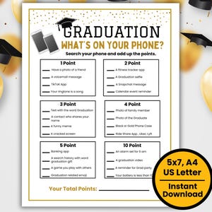 Grad What&#39;s On Your Phone Game, Graduation Party Game, Grad Party Ideas, Fun Grad Games, Middle School, High School, College Graduation Game