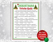 Printable Christmas Trivia Game, Holiday Trivia Party Game, Fun Christmas Games for Teens, Adults, Family Christmas Quiz, Office Party Game