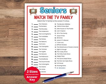 TV Trivia Games for Seniors, Television Sitcom Trivia for Seniors, Senior Party Games, Brain Games, Elderly Trivia Quiz, Senior Activities