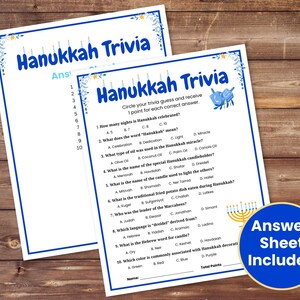 Hanukkah Trivia Game, Festival of Lights Activities, Family Chanukah ...