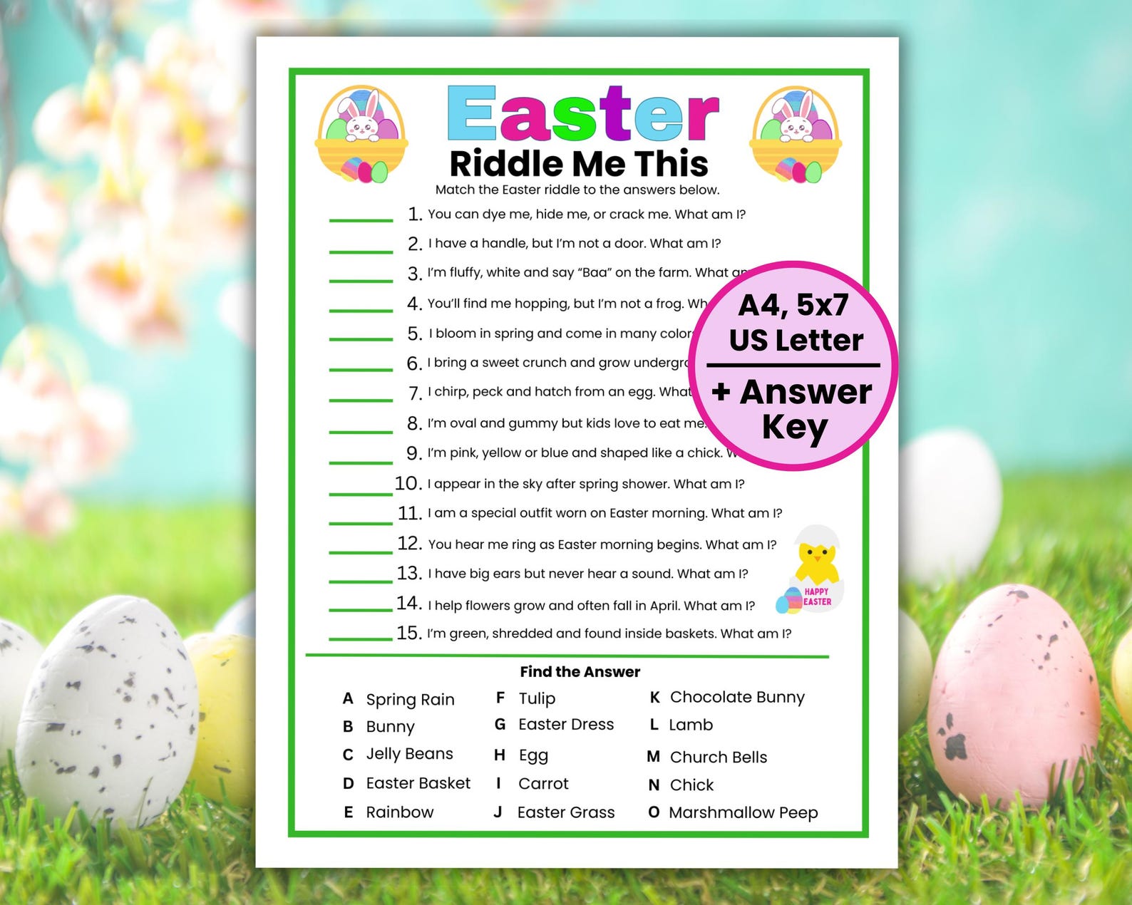 Easter Riddles Game, Easter Riddle Me This, Printable Riddles for Kids ...