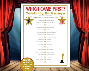 Which Came First Celebrity Trivia Game, Printable Trivia for Teens, Adults, Slumber Party Games, Girls Night Games, Dinner Party Game Night