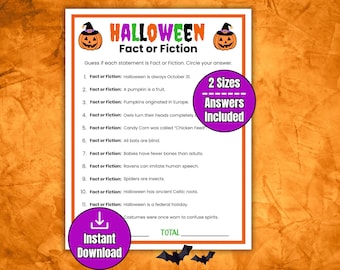 Halloween-Quiz: Fakten oder Fiktionen? – Druckbares Halloween-Quiz für Kinder, Jugendliche, Erwachsene und Senioren. Ideal für Halloween im Büro, auf Klassenfeiern und als Kennenlernspiel.