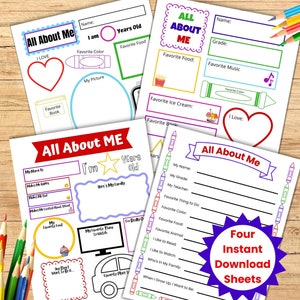 All About Me Worksheets, Get To Know Me, All About Me Preschool, Kindergarten, Elementary Age, All About Me Printable, Favorite Things