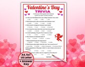 Valentine's Day Trivia Games, Valentine Party Game, Galentines Games, Valentine's Trivia Quiz, Teen Valentine Activity, Office, Senior Games