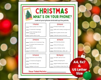 What's On Your Phone Christmas Game, Christmas Phone Game, Phone Scavenger Hunt, Fun Christmas Games Teens Adults, Easy Holiday party games