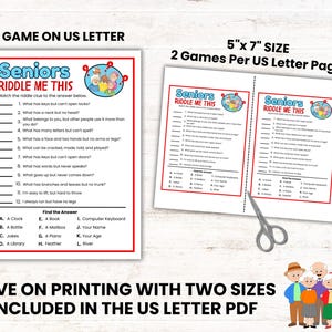 Senior Riddles Worksheet Printable Senior Riddle Me This Game, Riddle Games for Seniors, Sit Down Games ...