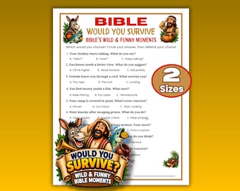 Lustiges Bibelspiel: Würdest du überleben? Bibellektionen für Kinder, Spiele für Jugendgruppen, christliches Familienspiel, Sonntagsschule, Homeschooling