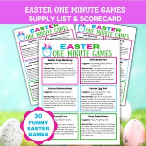 Easter Minute to Win It Games, Quick One Minute Games, Easter Activities for Kids, Teens Adults, Easter Party Games, Easter Family Games