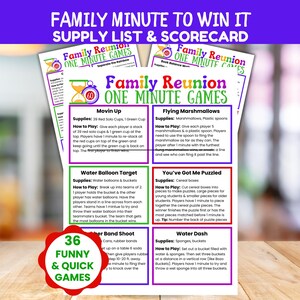 Family Reunion Minute to Win It Games, Fun Games for Reunion, Quick One Minute Games, Family Reunion Games Ideas, Summer Reunion Activities