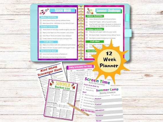 Summer Camp at Home, Summer Activities for Kids, Summer Printable Planner, Summer Camp Curriculum Planner, Ideas for Summer, Activity Bundle