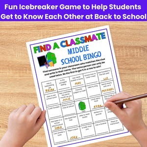 Back to School Bingo, Middle School Games, Classroom Icebreaker Bingo ...