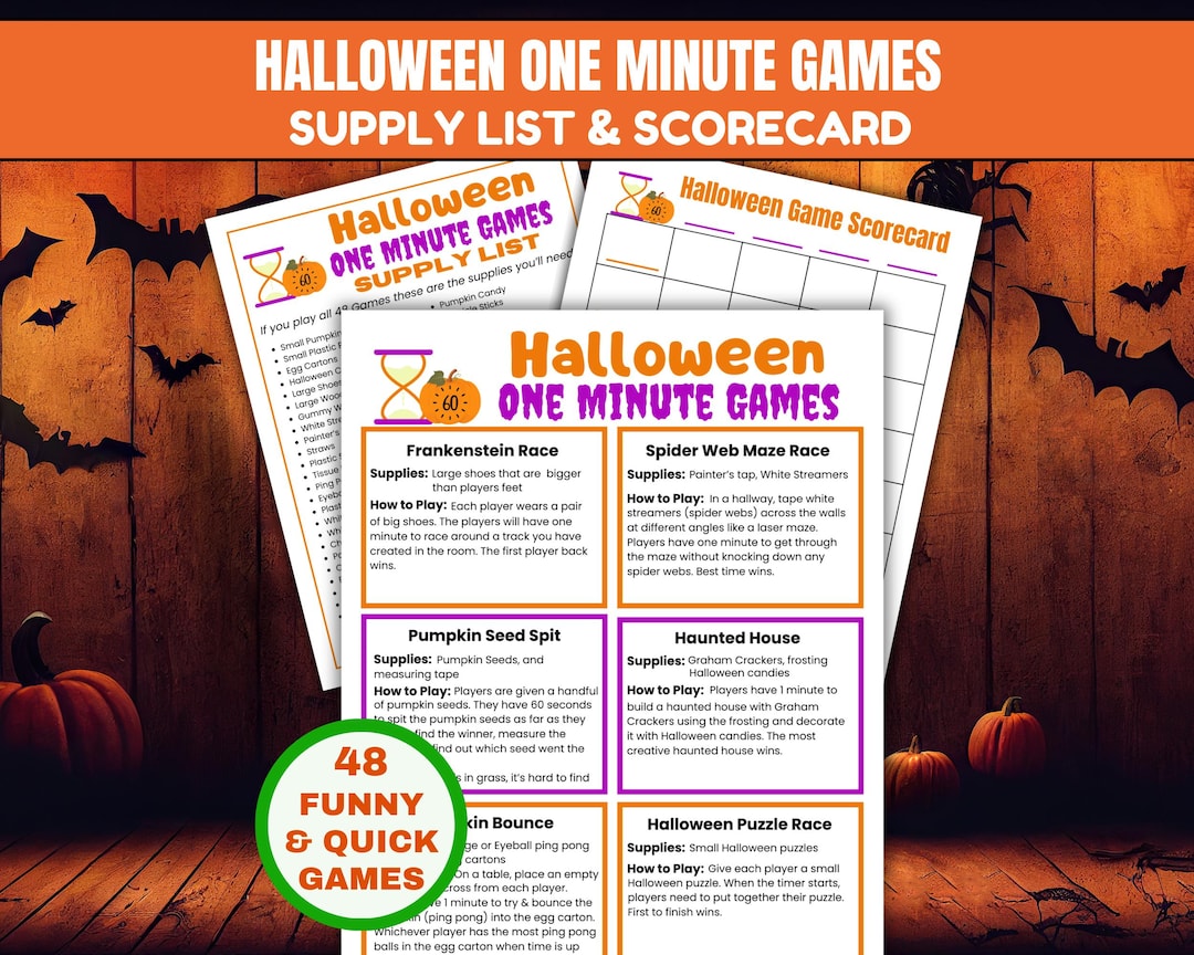 Halloween Minute to Win It Games, Quick One Minute Games, Halloween ...
