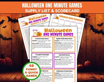 Halloween Minute to Win it Games, Quick One Minute Games, Halloween Games for Family, Kids, Teens, Adults, Classroom Party Game, Work Party
