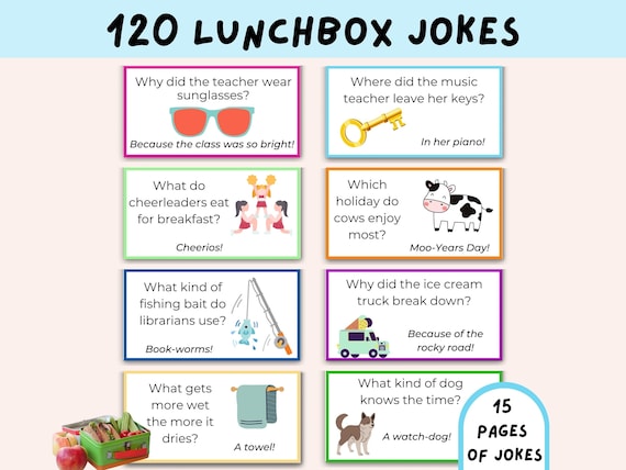 Lunchbox Jokes for Kids, Printable Lunch box Notes, Back to School Notes, School Jokes, Kids Riddles, LunchBox Joke Cards, Teacher Jokes