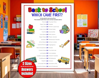 Back to School Which Came First Trivia, First Week of School Game for Elementary, Middle School, High School, Classroom Icebreaker Activity