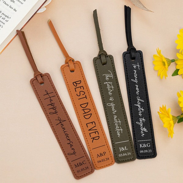 Personalized Leather Bookmark,3 Year Leather Anniversary,Mothers Day,Fathers Day Gifts,Gift for Readers,Gifts for Him Her,Birthday Gift