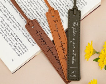 Personalized Leather Bookmark,Custom Bookmark with Name,3 Year Leather Anniversary,Gifts for Him Her,Gift for Readers,Father's Day Gifts