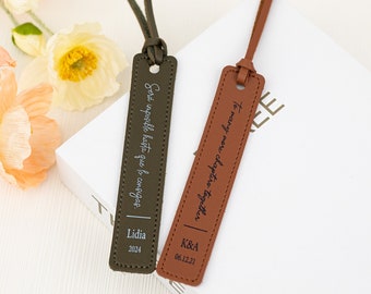 Personalized Leather Bookmark,Custom Bookmark with Name,3 Year Leather Anniversary,Gifts for Him Her,Gift for Readers,Father's Day Gifts