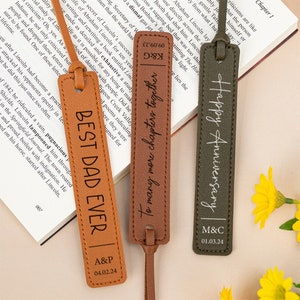 Personalized Leather Bookmark,Custom Bookmark with Name,3 Year Leather Anniversary,Gifts for Him Her,Gift for Readers,Father's Day Gifts zdjęcie 3