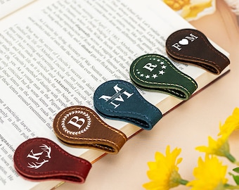 Personalized Leather Magnetic Bookmarks,Vintage Handmade Bookmark,Custom Name Leather Bookmark,Reader Gifts,Birthday Gift for Him,Mens Gift