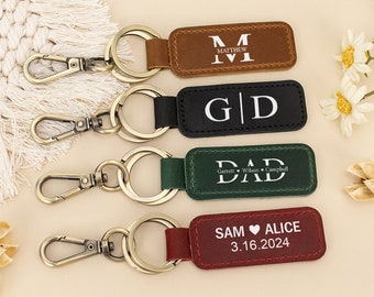 Personalize Leather Keychain,Customized Keychain,Anniversary Gift,Birthday Gift for Him or Her,Mens Gift,Groomsmen Gift,Leather Keyring