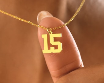 14K Gold Number Necklace , Sport Number Necklace , Lucky Number Necklace , Number Jewelery , Number Pendant ,Football Necklace ,Number Chain