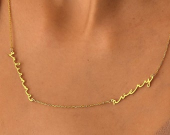 14K Gold Custom Two Name Necklace , Gold Personalized Jewelry , Two Name Handwriting Necklace , Custom Name Necklace , Gift for Her ,Jewelry