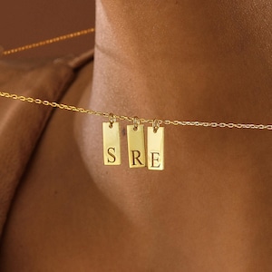 14K Gold  Personalized Bar Tag Necklace , Custom Name Necklace , Mini Tag Necklace , Gold Jewelry Gift , Personalized Jewelry , Custom Gifts