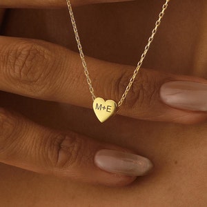 14K Gold Love Heart Initial Necklaces for Women , Valentine's Day Gift , 3D Heart Necklace , Minimalist Necklace , Layered Necklaces Gifts