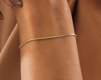 14K Gold Snake Chain Bracelet , Herringbone Chain Bracelet , Friendship Bracelet , Gold Bracelet For Women , Birthday Gift , Christmas Gifts