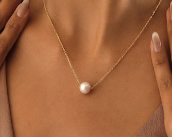 14K Gold Freshwater Pearl Necklace , Dainty Pearl Necklace ,Maid of Honor Gift , Bridal and Bridesmaid Gift ,Pearl Jewelry ,Handmade Jewelry