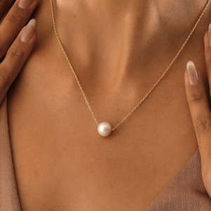 14K Gold Freshwater Pearl Necklace , Dainty Pearl Necklace ,Maid of Honor Gift , Bridal and Bridesmaid Gift ,Pearl Jewelry ,Handmade Jewelry