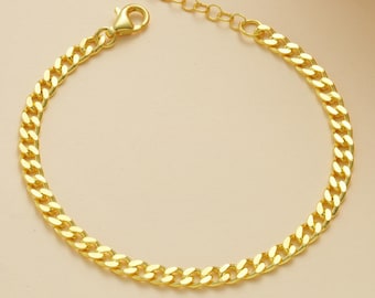 14K Gold Curb Chain Bracelet , Gold Bracelet for Women, Everyday Jewelry , Cuban Chain Bracelet , Jewelry Gifts for Women , Unisex Bracelet