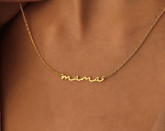 14K Gold Mama Necklace , Custom Name Necklace , Gold Mama Necklace , Necklace for Mother , Gift for Mom , Birthday Gift , Gold Jewelry Gift