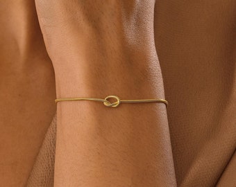 14K Gold Friendship Bracelet , Knot Bracelet , Couple Bracelets , Bracelet for Women , Men Bracelet , Gold Chain Bracelet , Gold Snake Chain