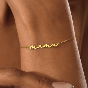 14K Gold Mother Bracelet , Mama Bracelet , Gift for Mom , Mother's Gift , Name Bracelet , Gold Bracelets for Everyday ,Handmade Jewelry Gift