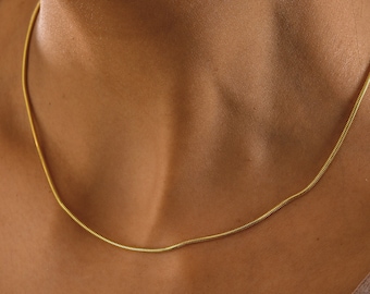14K Gold Snake Chain Necklace , Herringbone Necklace , Everyday Necklace for Women, Gold Chain Necklace , Gold Snake Chain , Gifts For Her