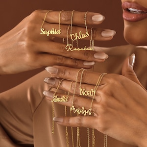 Timeless yet modern, this 14K Gold Name Necklace is a personalized piece made to capture love. Give as a gift for mom, a birthday surprise, or a keepsake that celebrates connection.