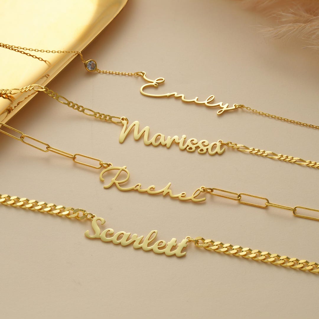 Custom 14K Gold Name Necklace , Personalized Name Jewelry , Women ...