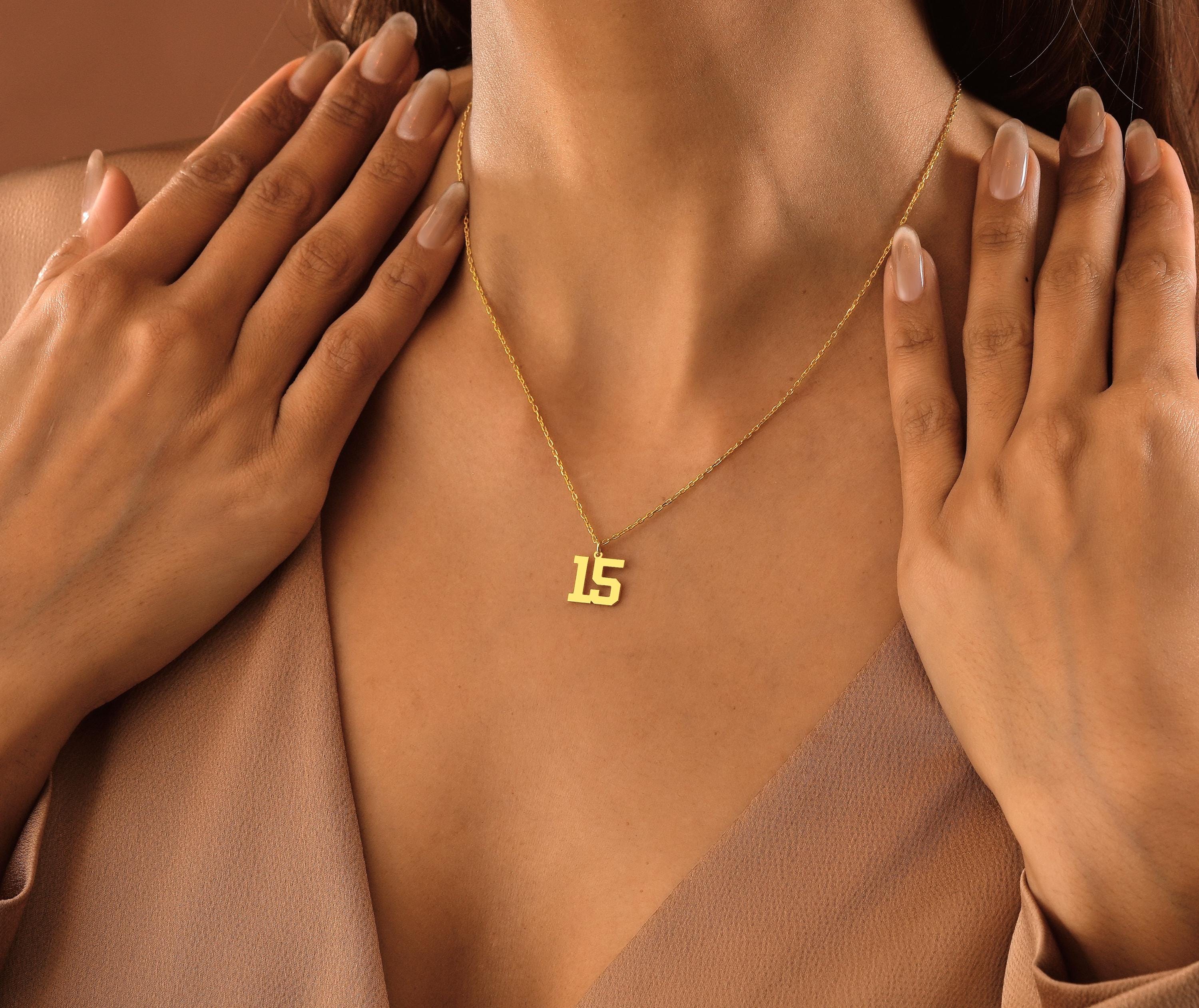 14K Gold Sport Number Necklace , Lucky Number Necklace , Sport Numbers ...
